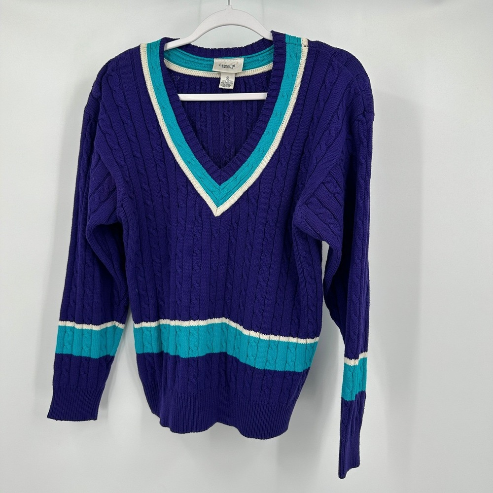 Womens Y2K Preppy Tennis Sweater Size M Golf Academia Nautical Old Money Vintage